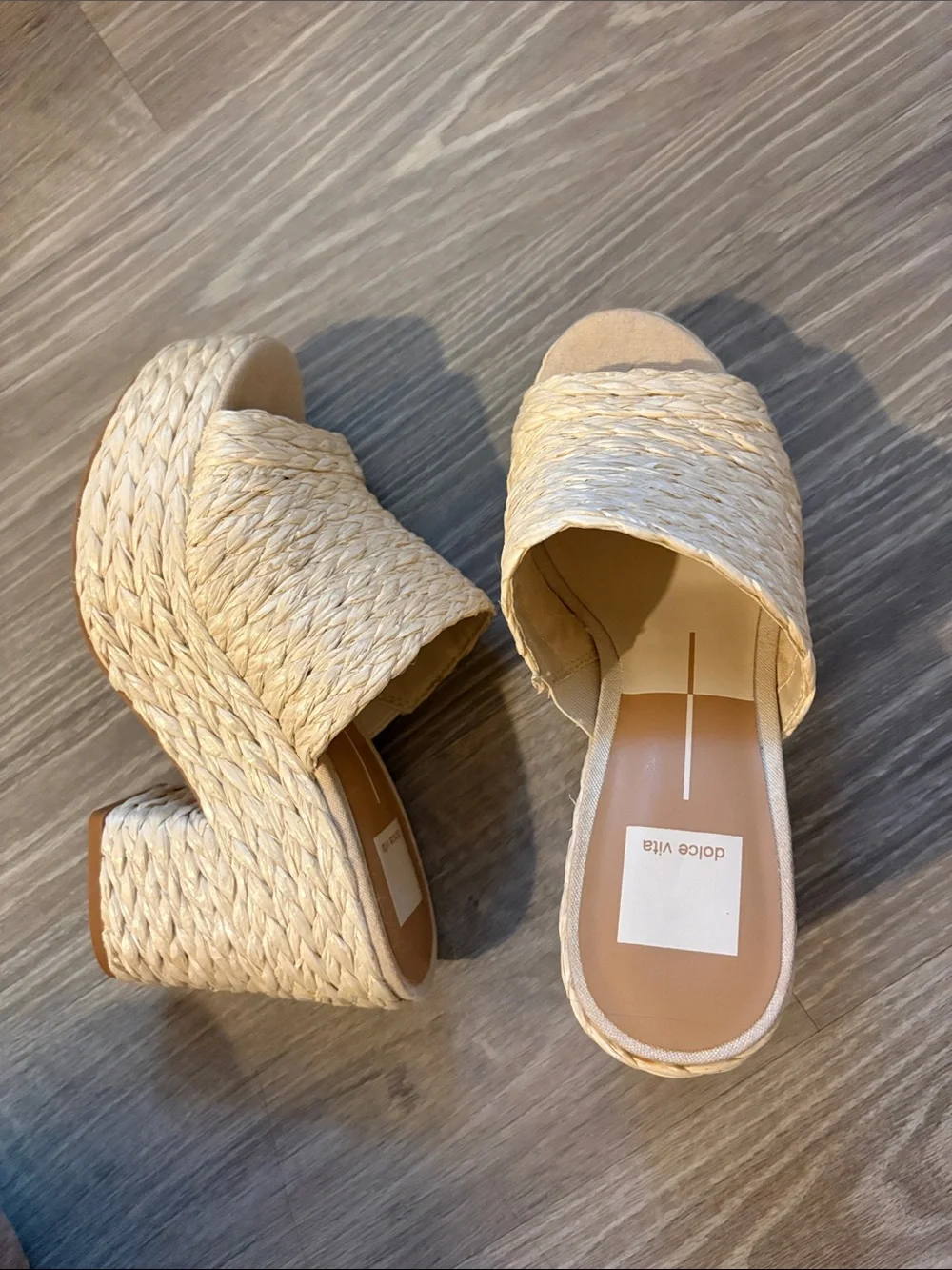 Dolce Vita Cream Braided Platform Slide Heels